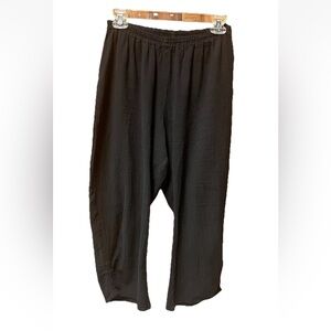 Cottonways Cropped Black Cotton Gauze Pull On Pants Sz 2 S/M Cute Fit
